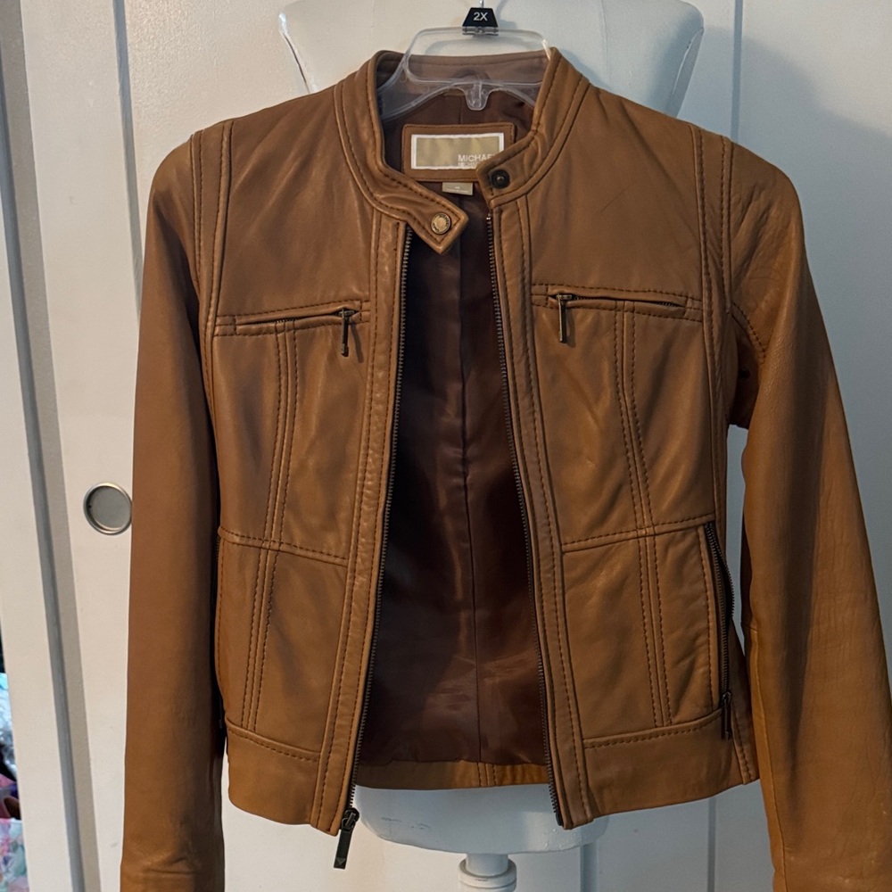 Michael Kors Camel Leather Jacket
